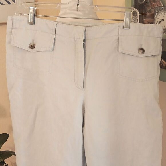 Ann Taylor Light CELERY Linen Blend Pants - Picture 2 of 6
